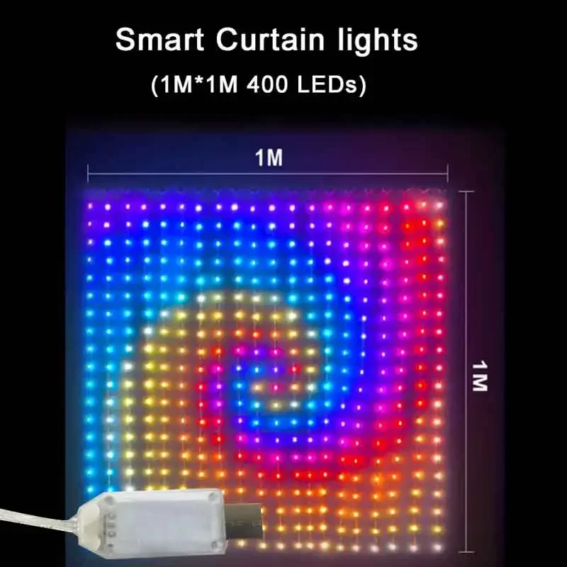Inteligentne 400-LED kurtynowe lampki RGB z aplikacją 🌈